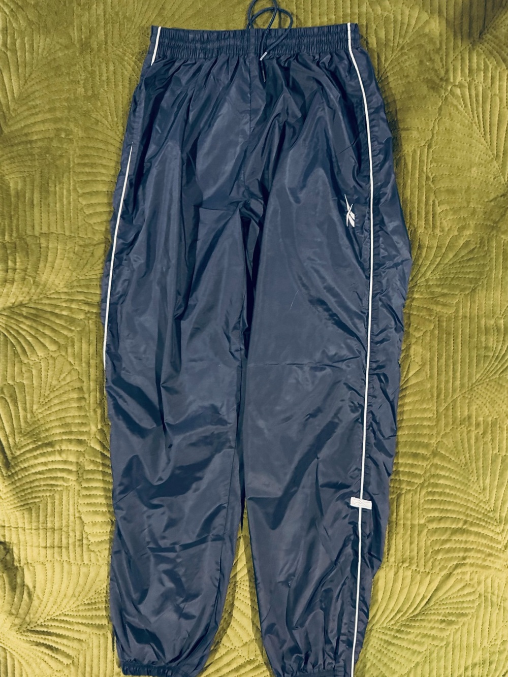 Vintage 90's Reebok Nylon Women's Track Pants, Navy, Size M, Zippered Ankles